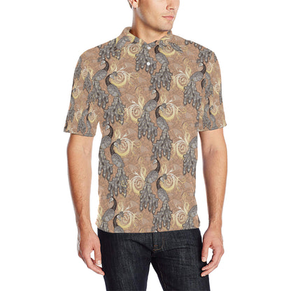 Peacock Pattern Print Design A05 Men Polo Shirt