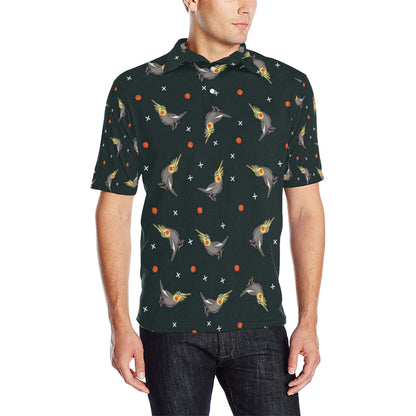 Cockatiel Pattern Print Design 02 Men Polo Shirt