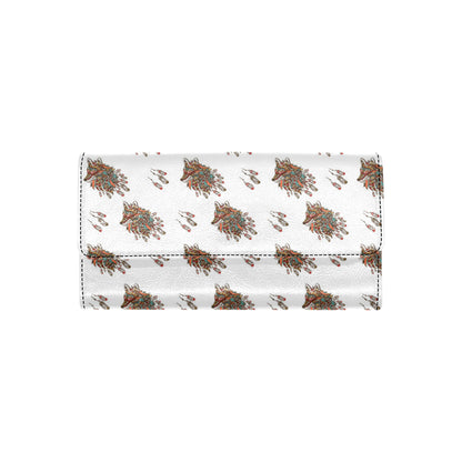 Aztec Wolf Pattern Print Design 02 Women's Trifold Wallet