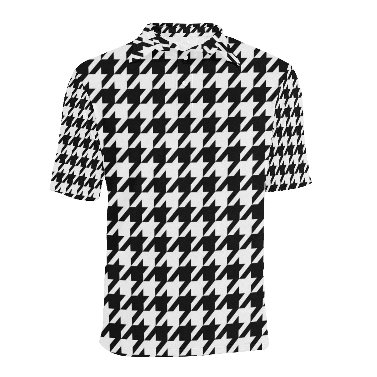 Houndstooth Black White  Pattern Print Design 05 Men Polo Shirt