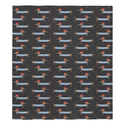 Dachshund Pattern Print Design 04 Premium Quilt