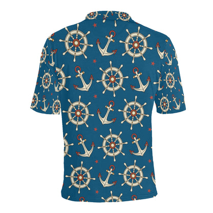 Anchor Pattern Print Design 02 Men Polo Shirt