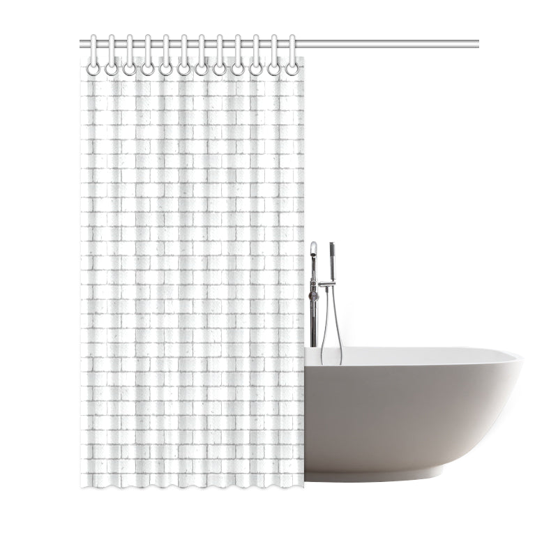 Brick White Pattern Print Design 03 Shower Curtain