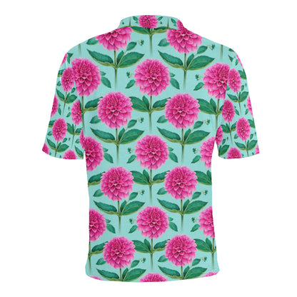 Dahlia Pattern Print Design DH08 Men Polo Shirt