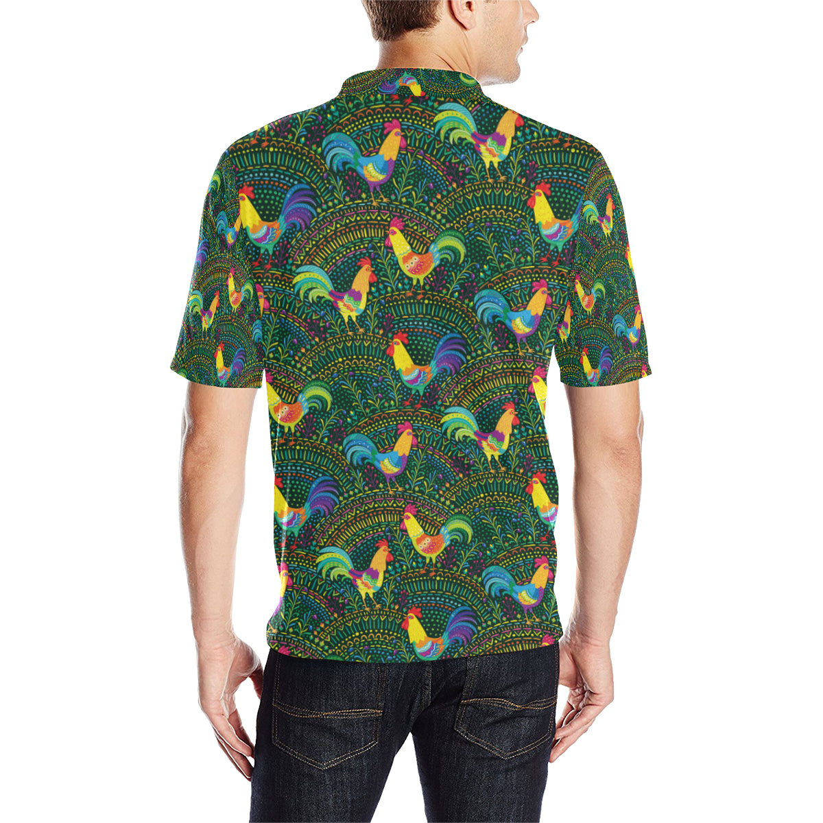 Rooster Pattern Print Design A01 Men Polo Shirt