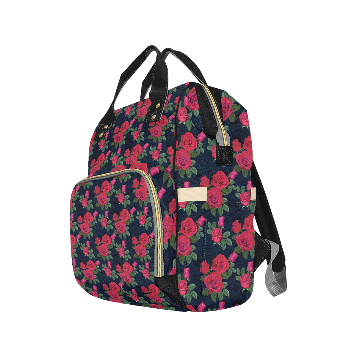 Rose Pattern Print Design A04 Diaper Bag Backpack