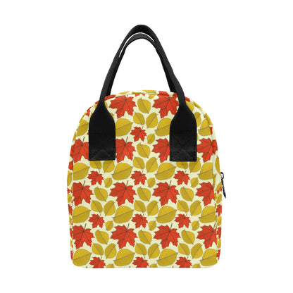 Elm Maple Leave Print Pattern Insulated Lunch Bag
