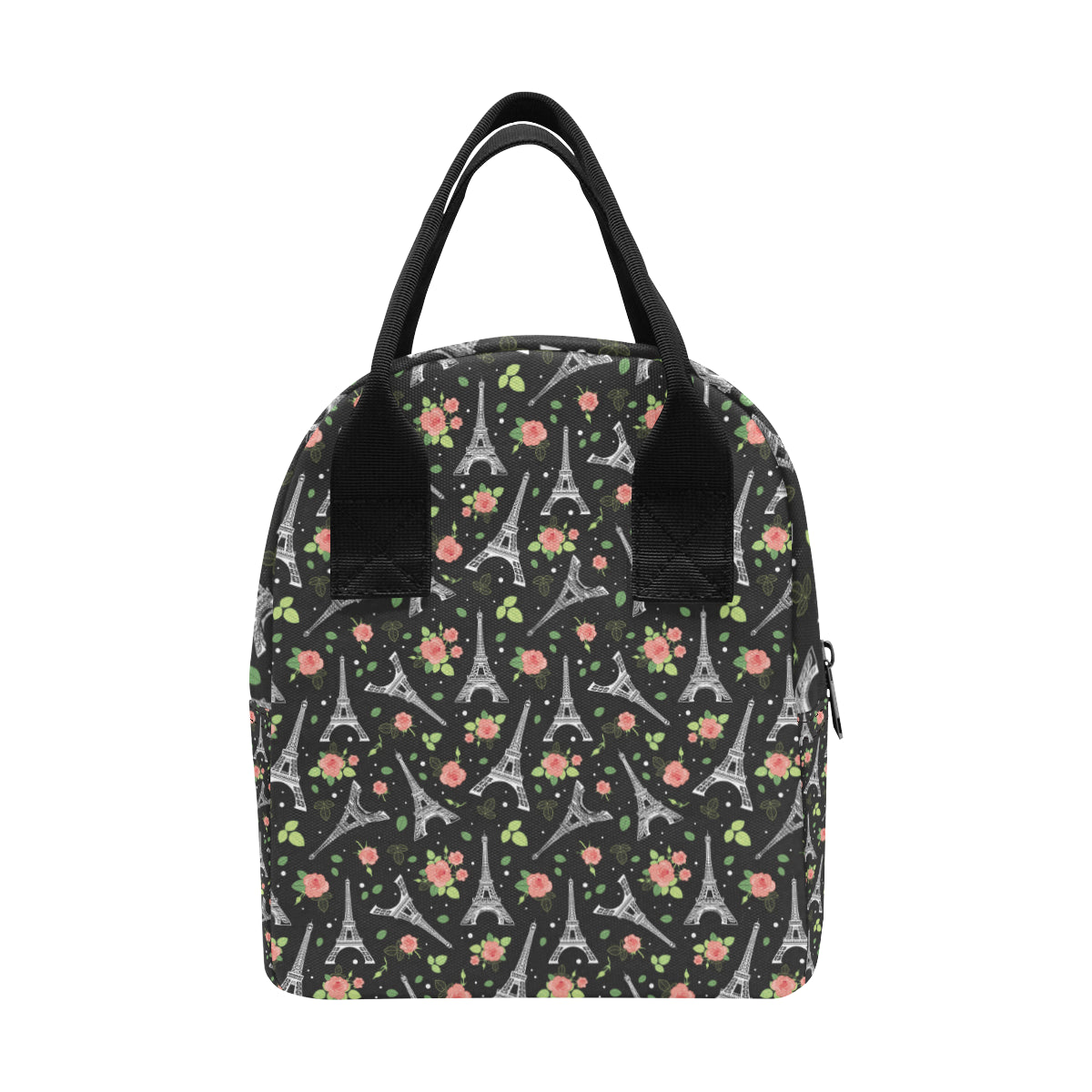 Eiffel Tower Rose Print Insulated Lunch Bag