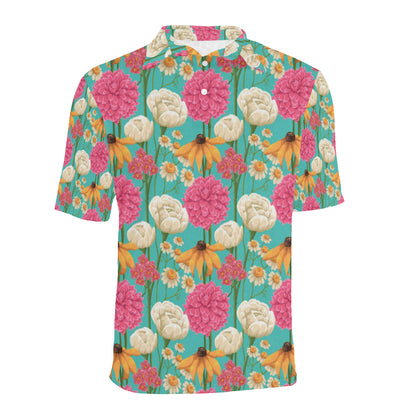 Summer Floral Pattern Print Design SF07 Men Polo Shirt