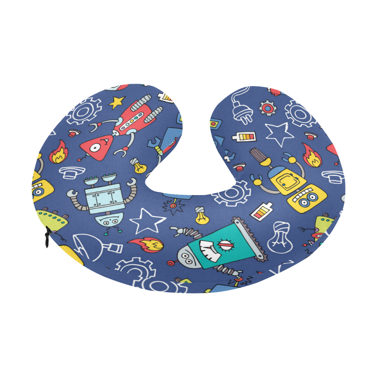 Robot Pattern Print Design A03 U-Shaped Travel Neck Pillow