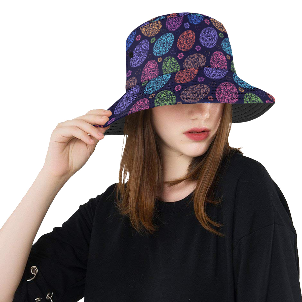 Easter Eggs Pattern Print Design RB012 Unisex Bucket Hat