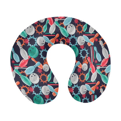 Bowling Pattern Print Design 08 U-Shaped Travel Neck Pillow