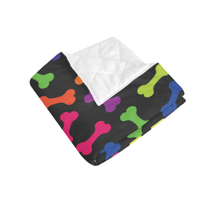 Dog Bone Neon Color Pattern Print Design 02 Premium Quilt