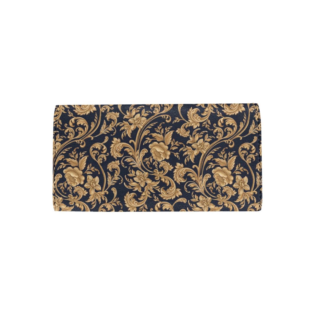 Baroque Golden Pattern Print Design 03 Women's Trifold Wallet