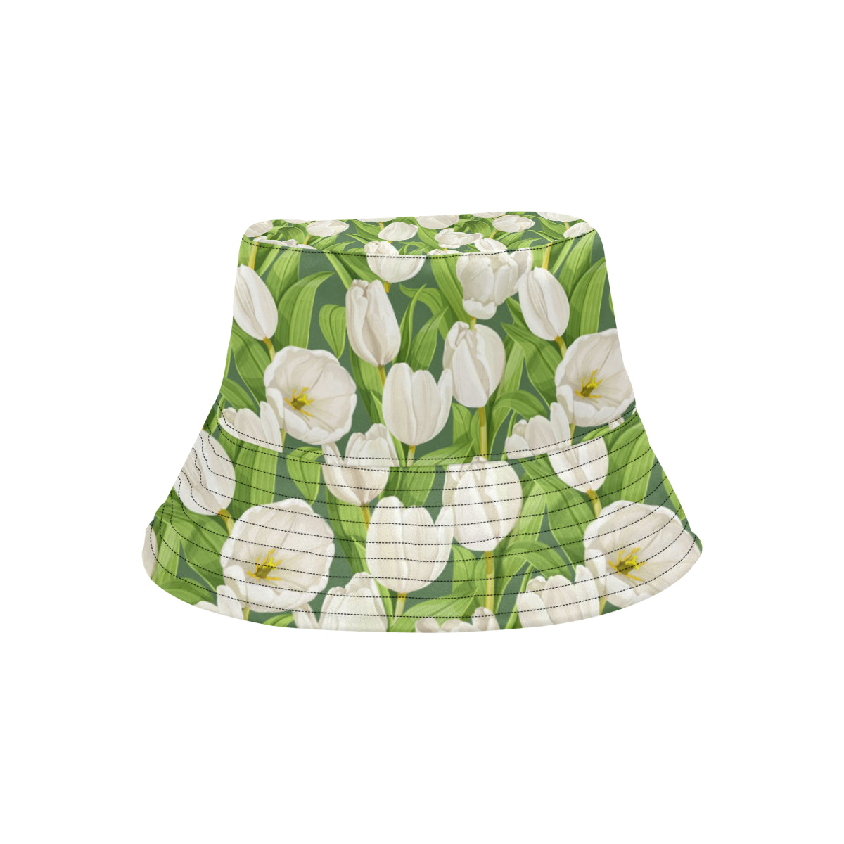 Tulip White Pattern Print Design TP05 Unisex Bucket Hat