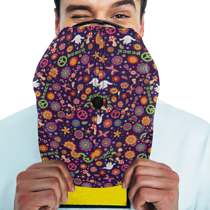 Flower Power Peace Design Print Snapback Cap