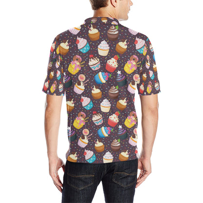 Cupcakes Party Print Pattern Men Polo Shirt