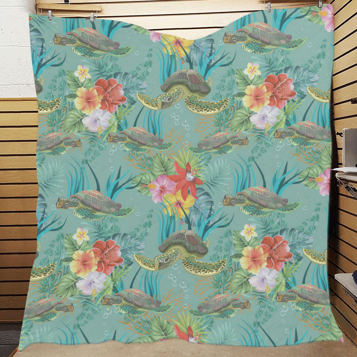 Sea Turtle Pattern Print Design T012 Premium Quilt