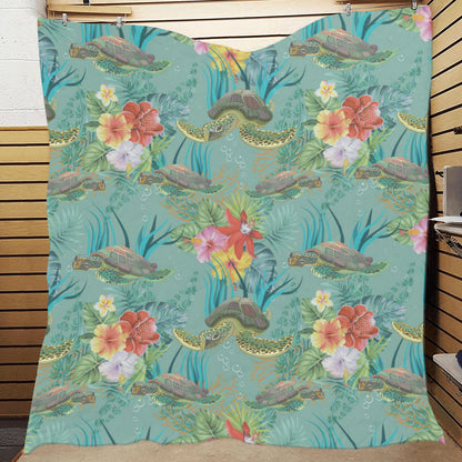 Sea Turtle Pattern Print Design T012 Premium Quilt