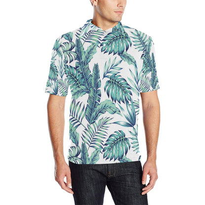 Pattern Tropical Palm Leaves Men Polo Shirt