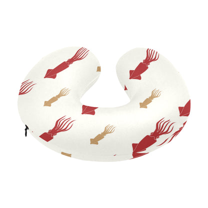 Giant Squid Pattern Print Design 01 U-Shaped Travel Neck Pillow