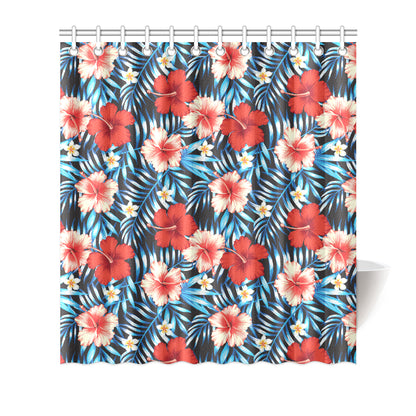 Red Hibiscus Blue Scene Shower Curtain