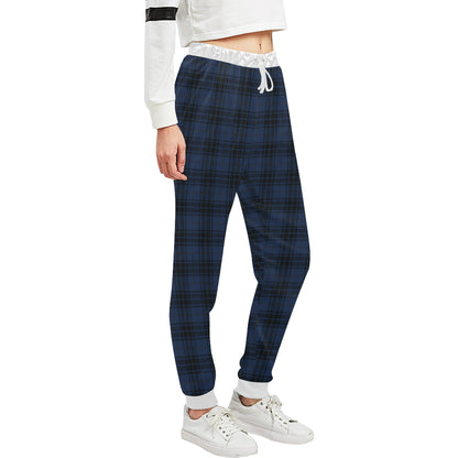 Navy Blue Tartan Plaid Pattern Unisex Sweatpants
