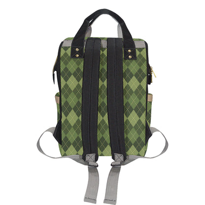 Argyle Green Pattern Print Design 01 Diaper Bag Backpack