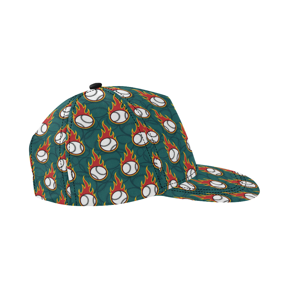 Baseball Fire Print Pattern Snapback Cap