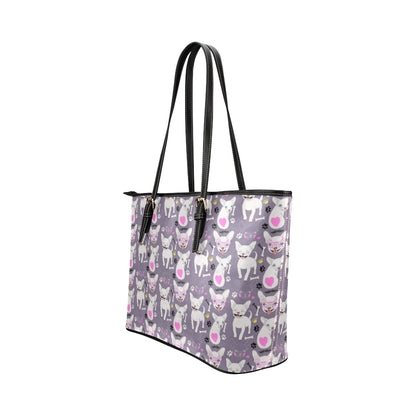 Chihuahua Happy Pattern Leather Tote Bag