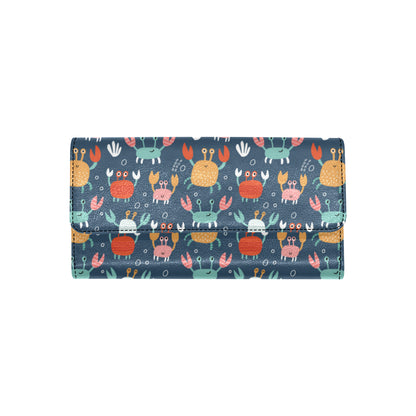 Crab Pattern Print Design 05 Women's Trifold Wallet