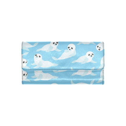 Sea Lion Cute Pattern Print Design 03 Women's Trifold Wallet