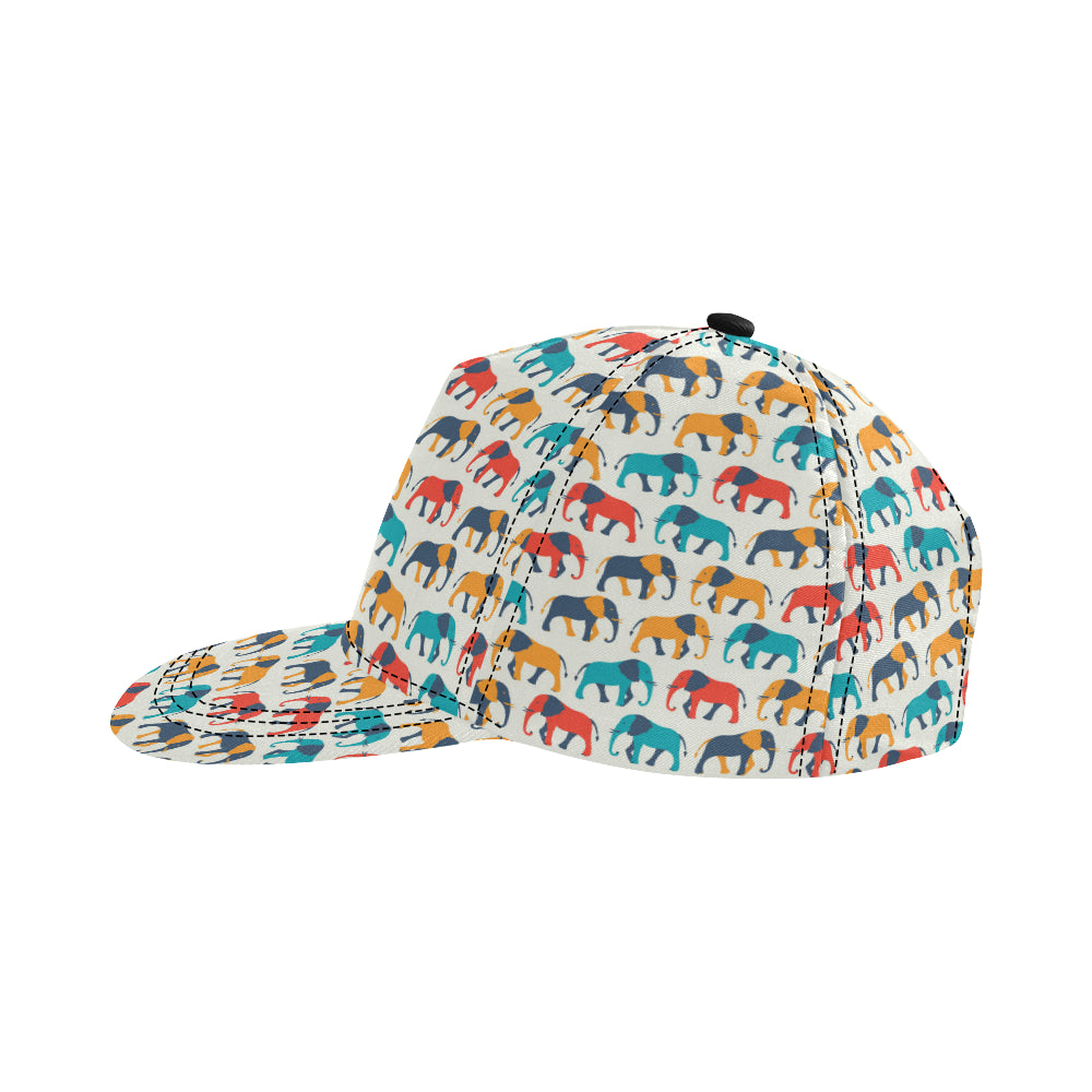 Elephant Colorful Print Pattern Snapback Cap