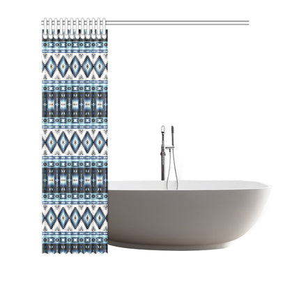 Navajo Dark Blue Print Pattern Shower Curtain
