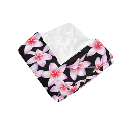 Pink Plumeria Pattern Print Design PM09 Premium Quilt