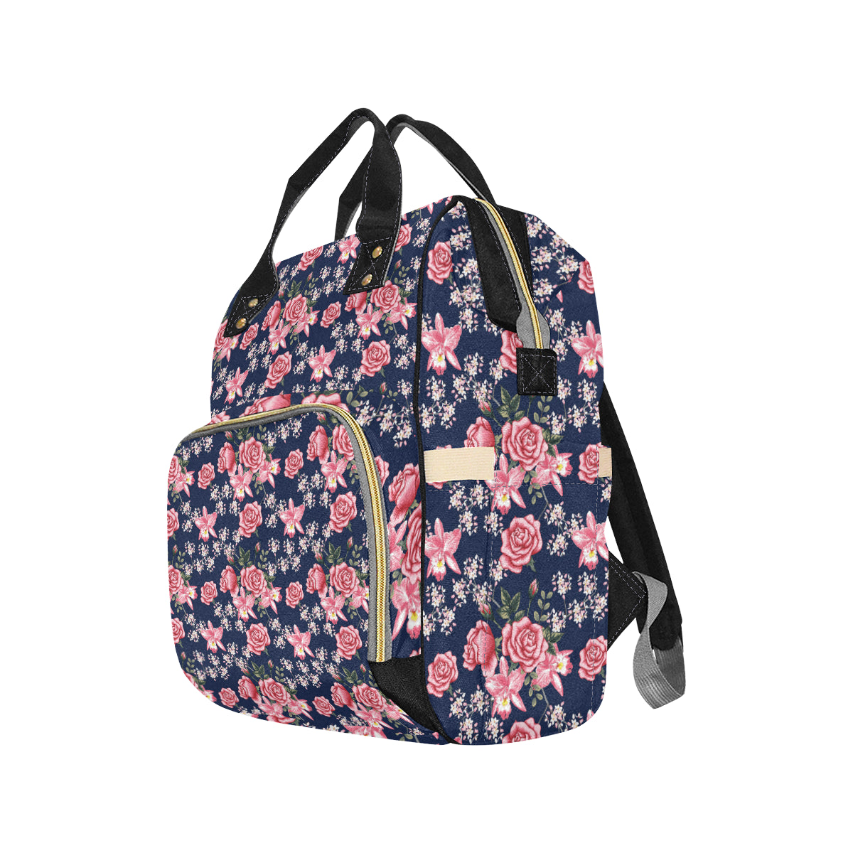 Rose Pattern Print Design A05 Diaper Bag Backpack