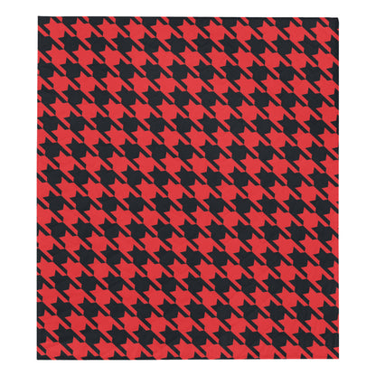 Houndstooth Red Pattern Print Design 03 Premium Quilt