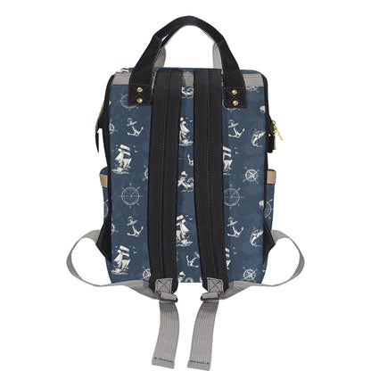 Nautical Sea Themed Print Diaper Bag Backpack