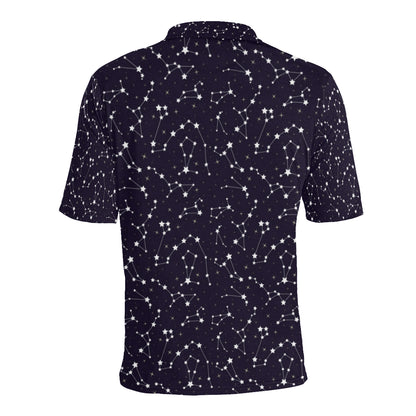 Zodiac Star Pattern Design Print Men Polo Shirt