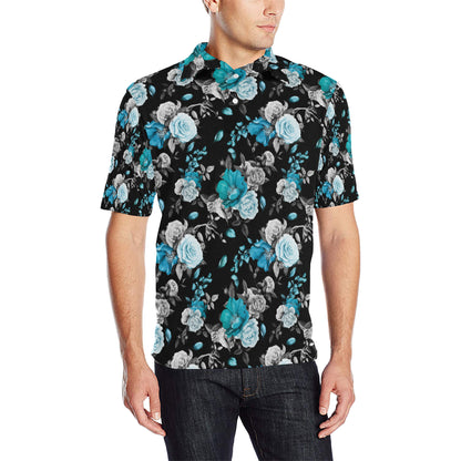 Rose Pattern Print Design A02 Men Polo Shirt