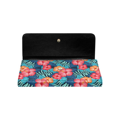 Red Hibiscus Pattern Print Design HB02 Women's Trifold Wallet