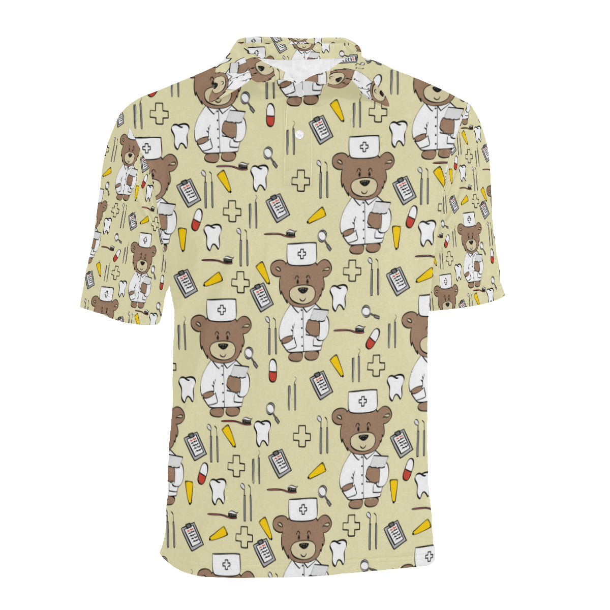 Nurse Bear Pattern Print Design A02 Men Polo Shirt