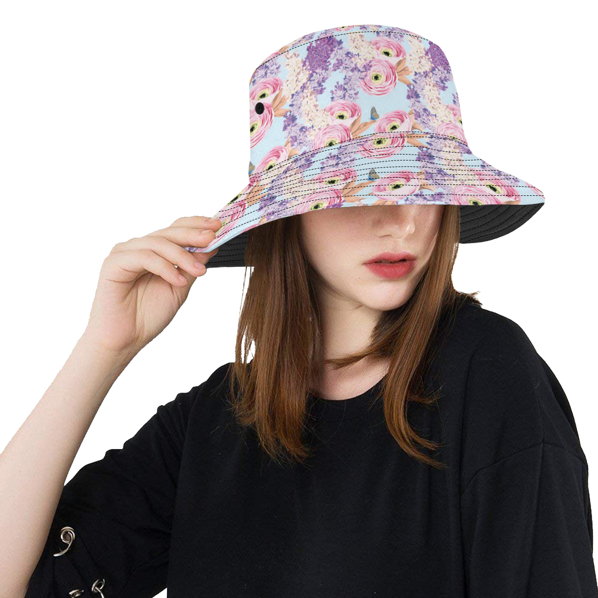 Lilac Pattern Print Design LI03 Unisex Bucket Hat
