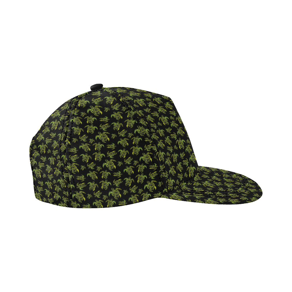 Green Tribal Turtle Polynesian Themed Snapback Cap