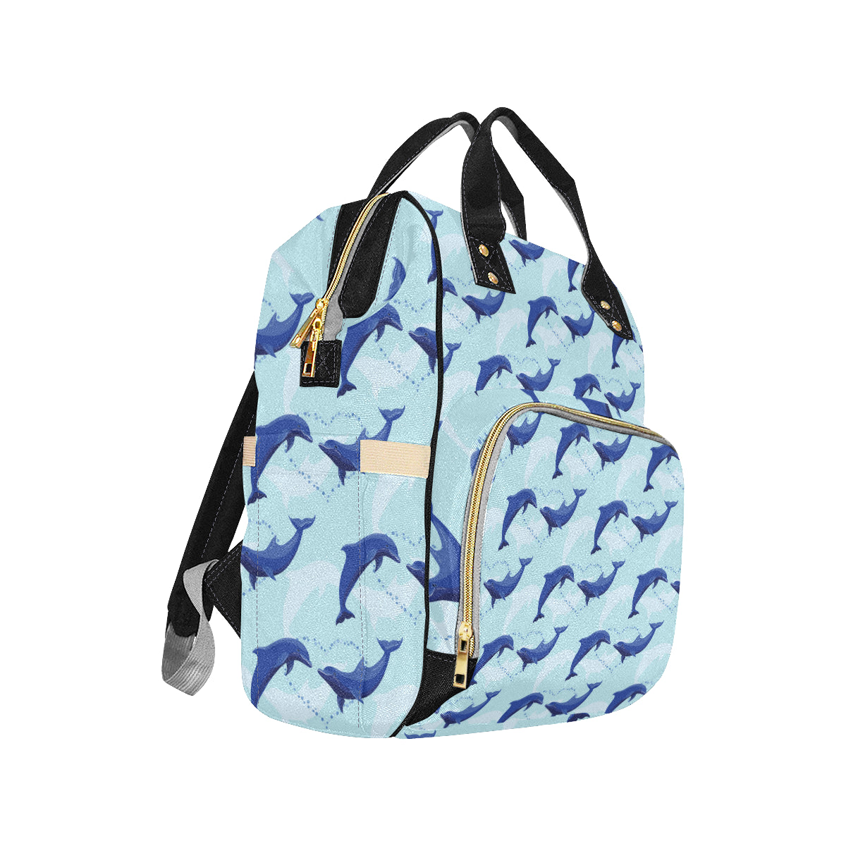 Dolphin Heart Pattern Diaper Bag Backpack