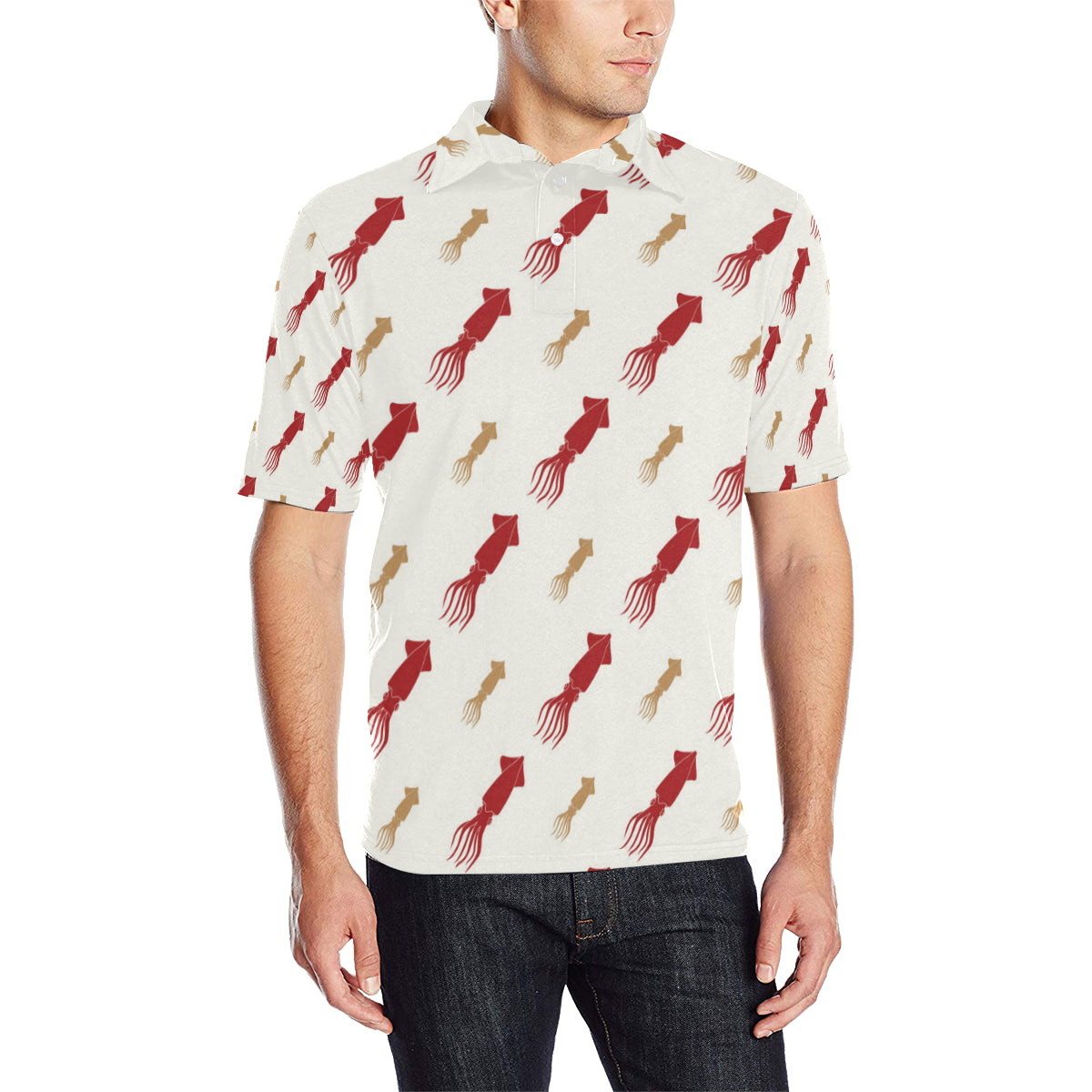 Giant Squid Pattern Print Design 01 Men Polo Shirt