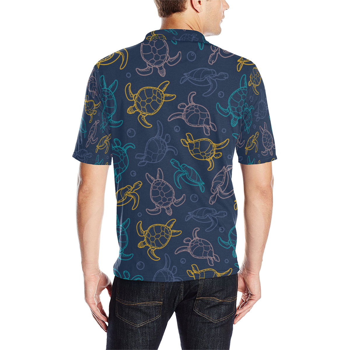 Sea Turtle Baby Print Men Polo Shirt
