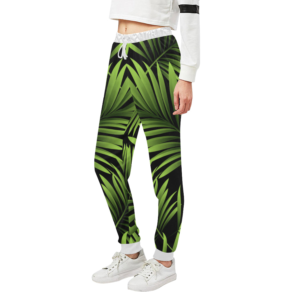Green Neon Tropical Palm Leaves Unisex Sweatpants