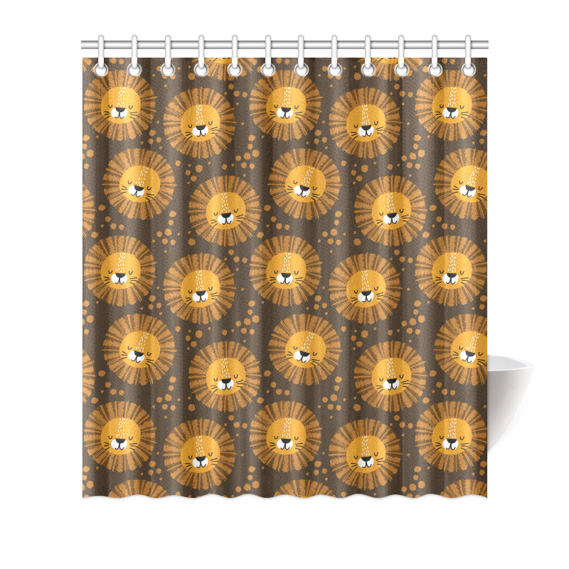 Lion Cartoon Pattern Print Design 01 Shower Curtain