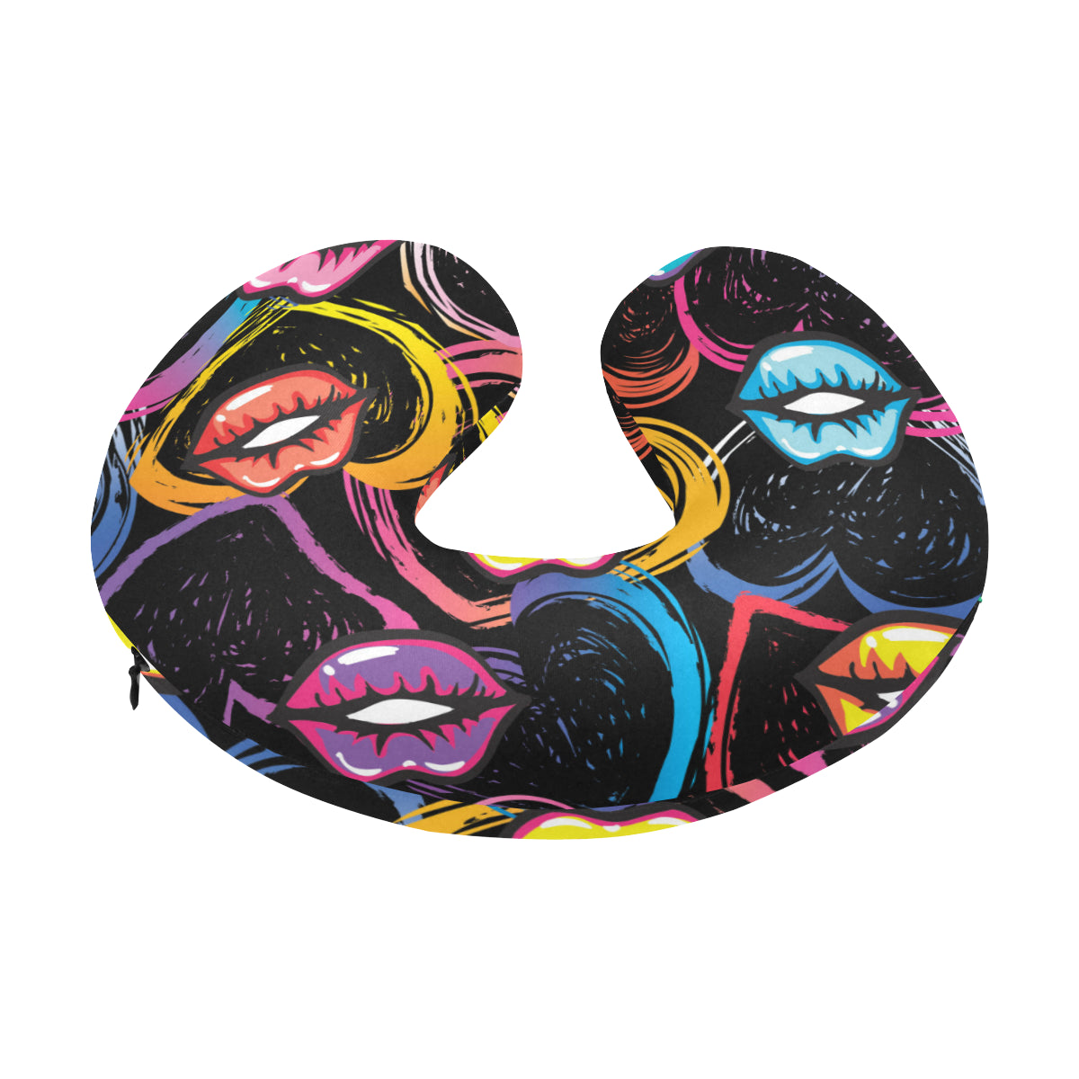 Pop Art Lip Pattern Print Design A03 U-Shaped Travel Neck Pillow
